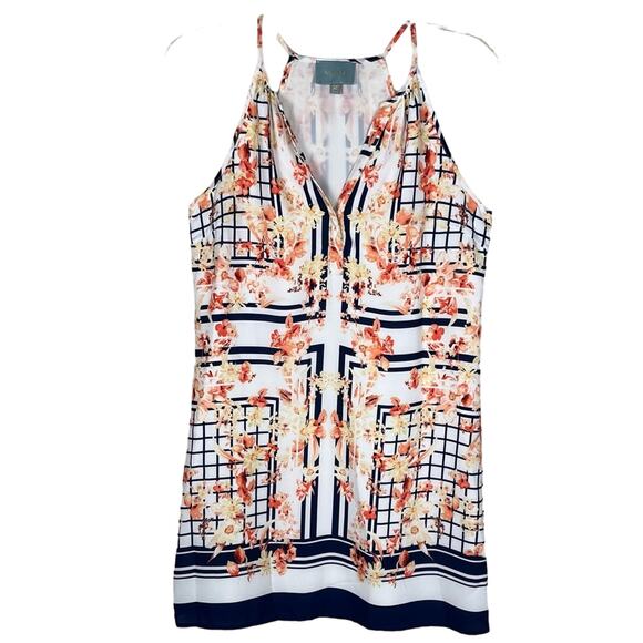 SKIES ARE BLUE | Floral Sleeveless Chiffon Dress White M - Picture 1 of 7